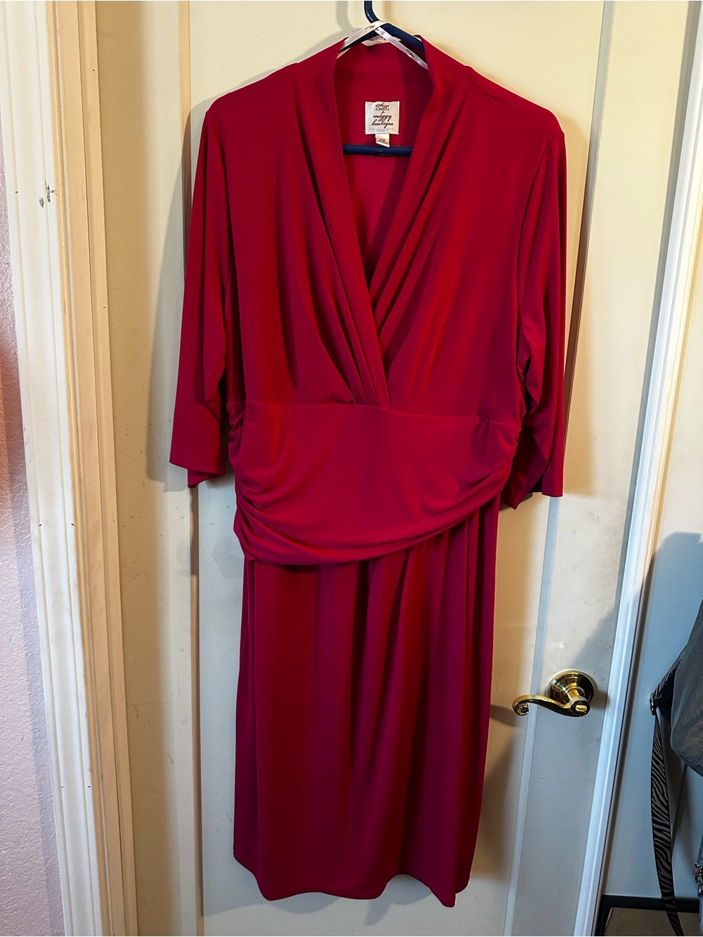 Suzi Chin for Maggy Boutique Fuchsia Wrap-Style Midi Dress